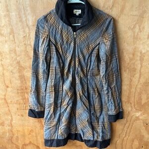 Isaac Hers Plaid Wool Collared Jacket Black and Yellow